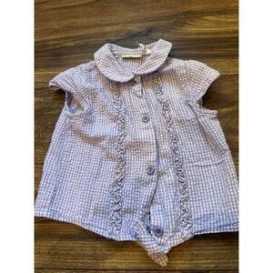 Baby Togs Lavender Gingham Seersucker Button Front‎ Knot Top Toddler Girls 4T